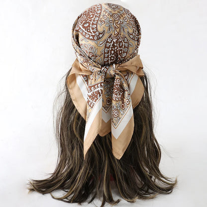 Luxury Silk Head Scarf - Soft Summer Foulard Bandana for Women - ZOOMNSTORE