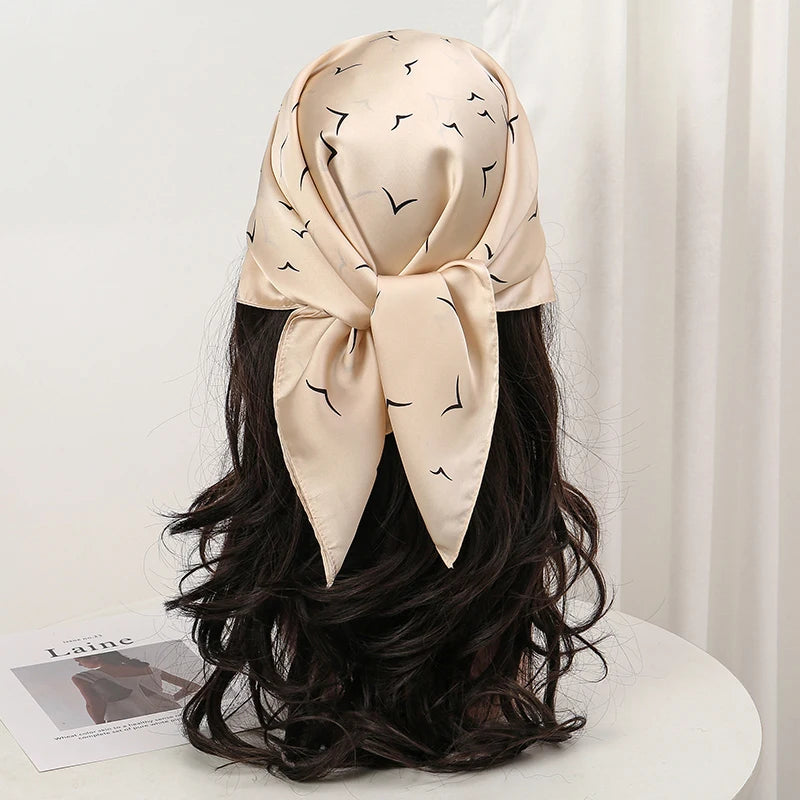 Luxury Silk Head Scarf - Soft Summer Foulard Bandana for Women - ZOOMNSTORE