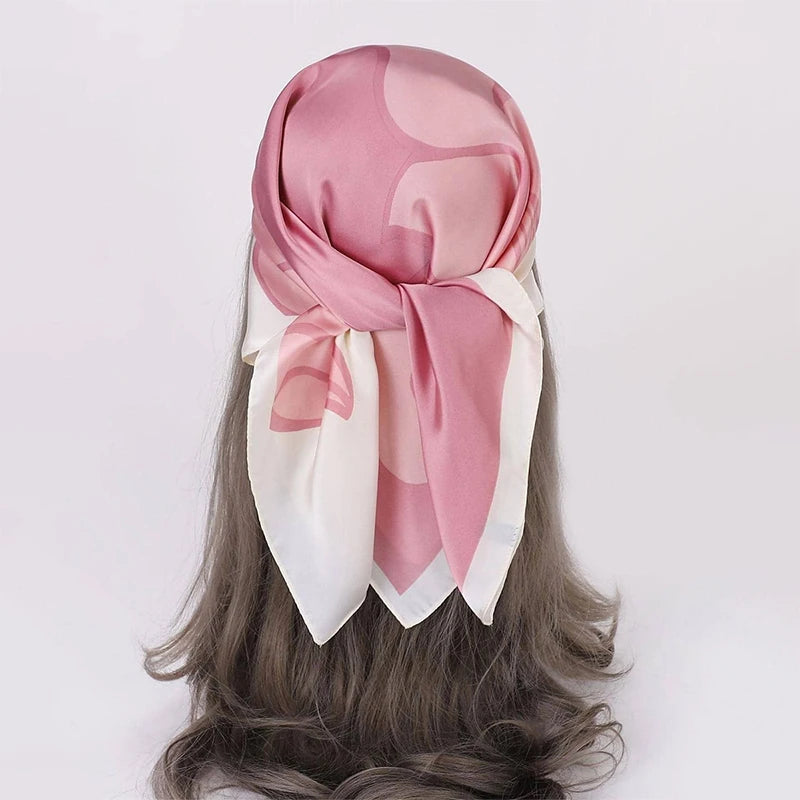 Luxury Silk Head Scarf - Soft Summer Foulard Bandana for Women - ZOOMNSTORE