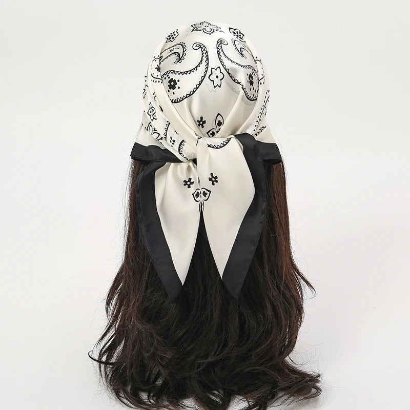 Luxury Silk Head Scarf - Soft Summer Foulard Bandana for Women - ZOOMNSTORE