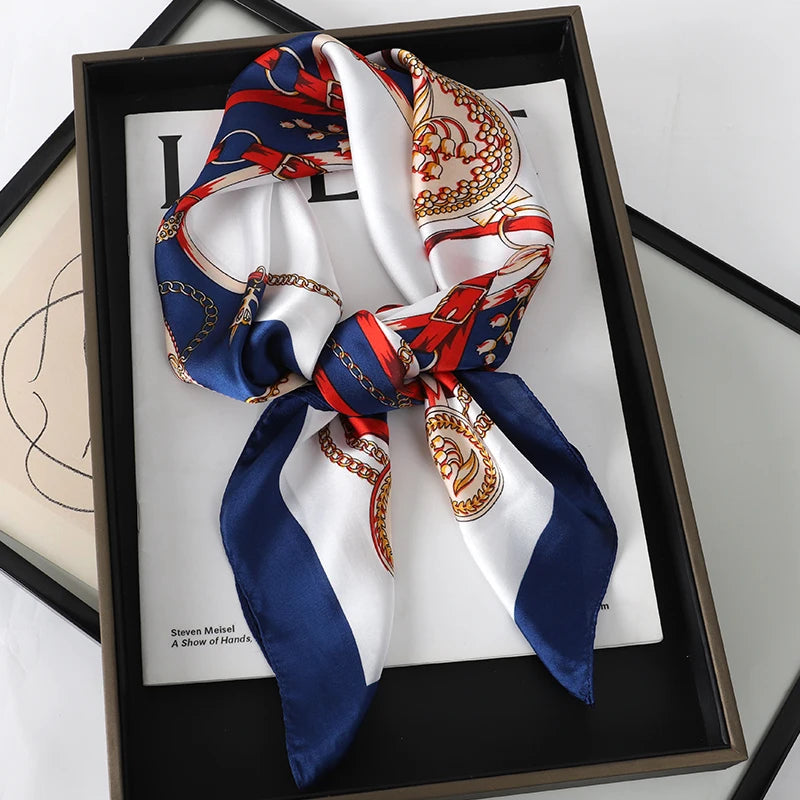 Luxury Silk Head Scarf - Soft Summer Foulard Bandana for Women - ZOOMNSTORE