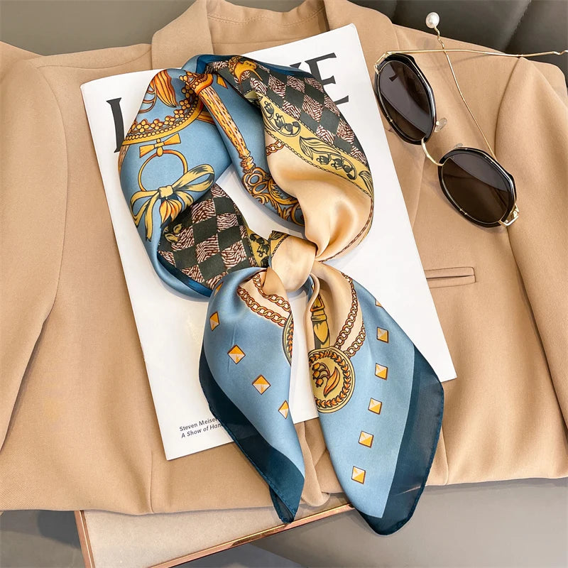 Luxury Silk Head Scarf - Soft Summer Foulard Bandana for Women - ZOOMNSTORE
