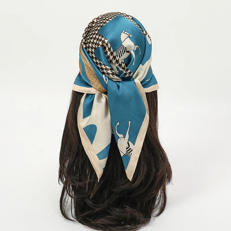 Luxury Silk Head Scarf - Soft Summer Foulard Bandana for Women - ZOOMNSTORE