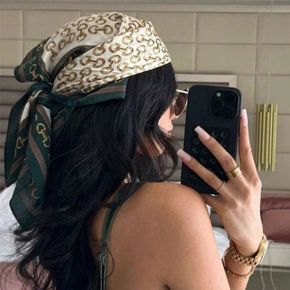 Luxury Silk Head Scarf - Soft Summer Foulard Bandana for Women - ZOOMNSTORE