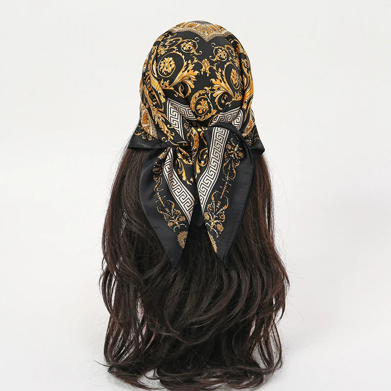 Luxury Silk Head Scarf - Soft Summer Foulard Bandana for Women - ZOOMNSTORE