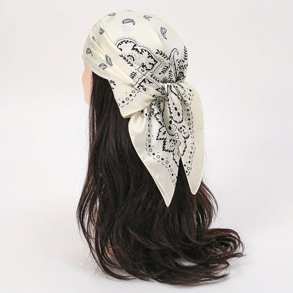 Luxury Silk Head Scarf - Soft Summer Foulard Bandana for Women - ZOOMNSTORE