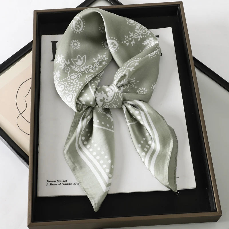 Luxury Silk Head Scarf - Soft Summer Foulard Bandana for Women - ZOOMNSTORE
