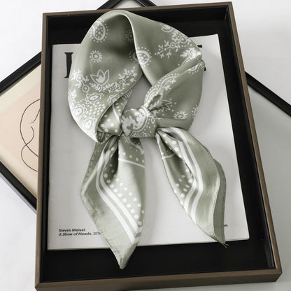 Luxury Silk Head Scarf - Soft Summer Foulard Bandana for Women - ZOOMNSTORE