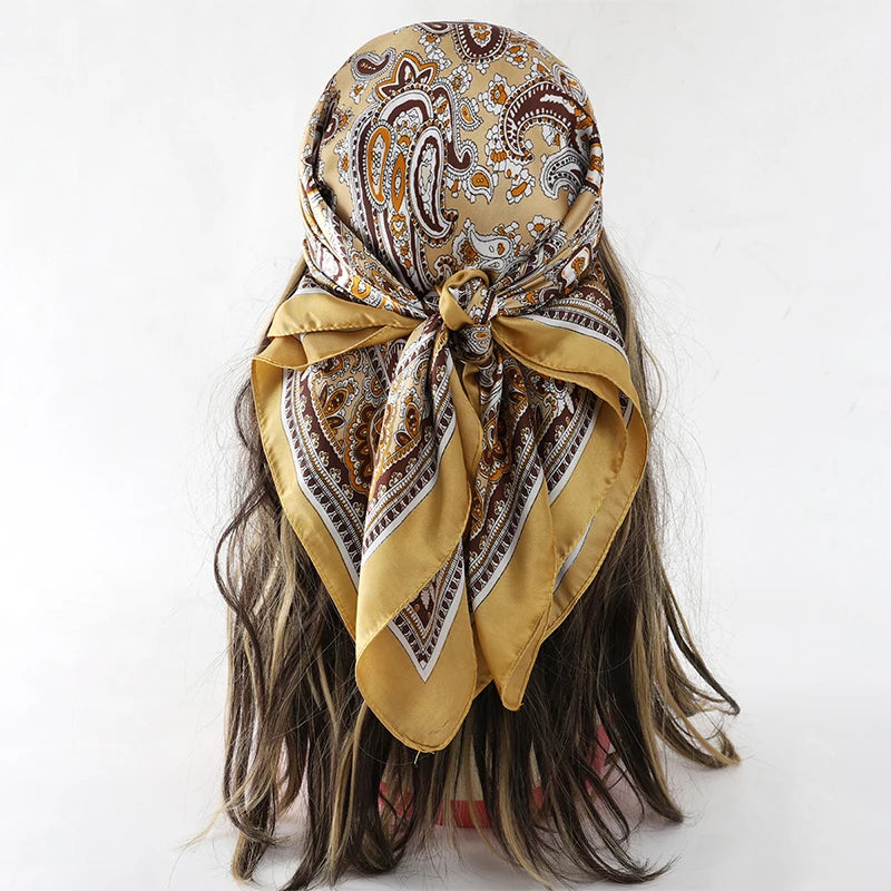 Luxury Silk Head Scarf - Soft Summer Foulard Bandana for Women - ZOOMNSTORE