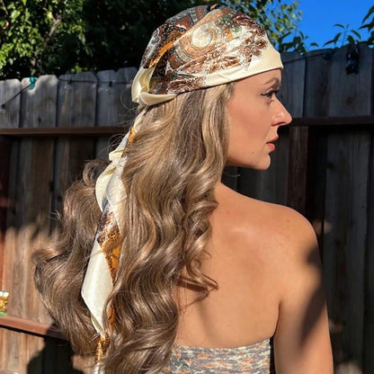 Luxury Silk Head Scarf - Soft Summer Foulard Bandana for Women - ZOOMNSTORE