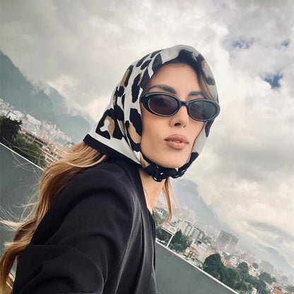 Luxury Silk Head Scarf - Soft Summer Foulard Bandana for Women - ZOOMNSTORE
