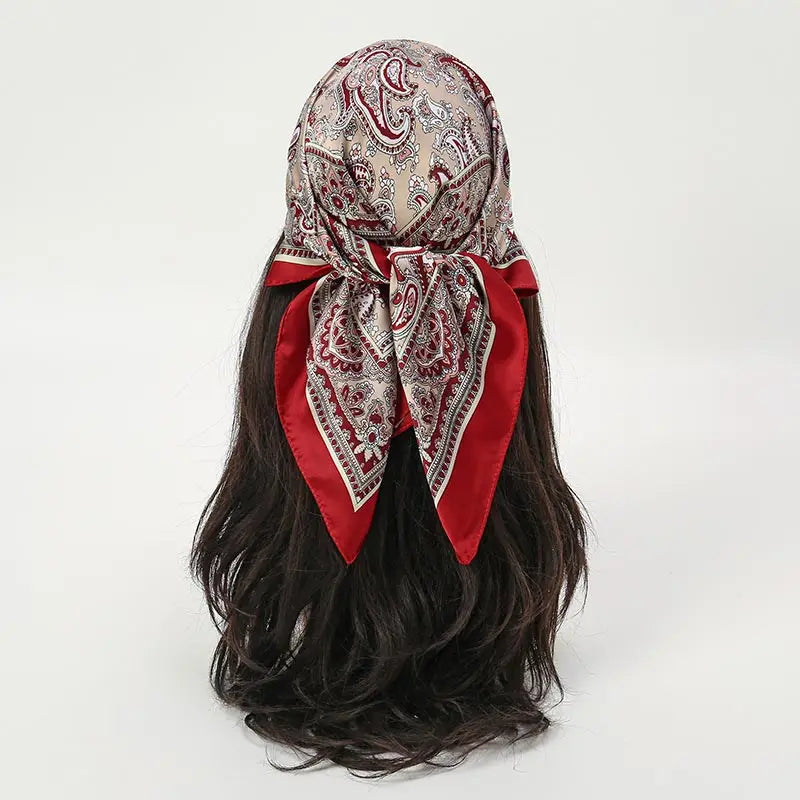Luxury Silk Head Scarf - Soft Summer Foulard Bandana for Women - ZOOMNSTORE