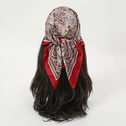 Luxury Silk Head Scarf - Soft Summer Foulard Bandana for Women - ZOOMNSTORE