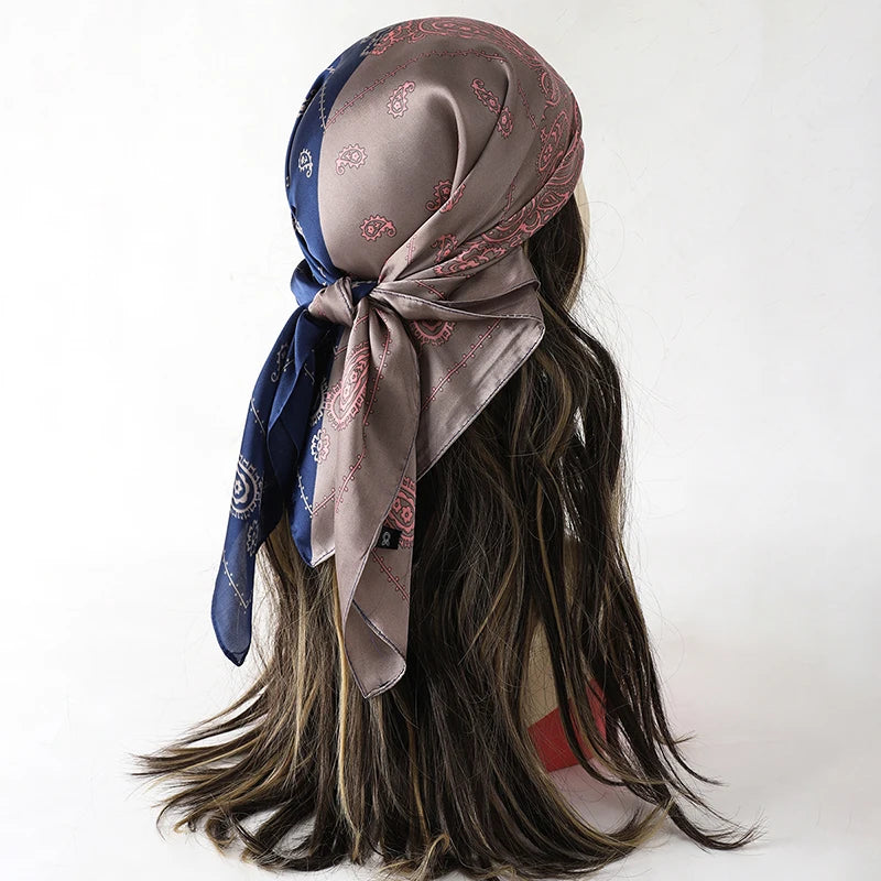 Luxury Silk Head Scarf - Soft Summer Foulard Bandana for Women - ZOOMNSTORE