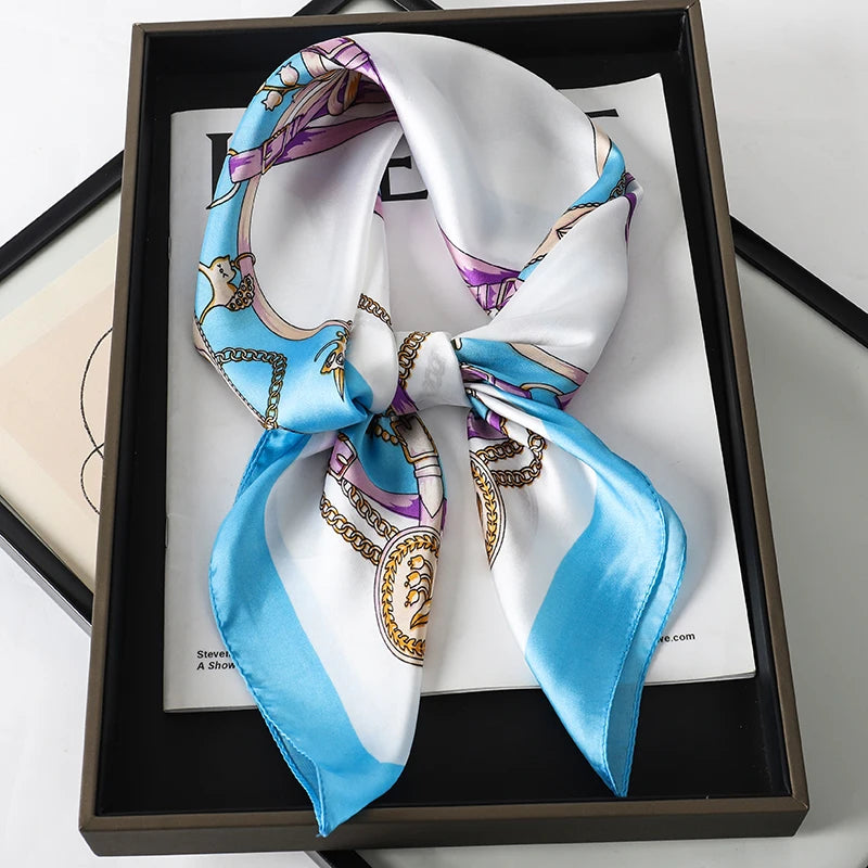 Luxury Silk Head Scarf - Soft Summer Foulard Bandana for Women - ZOOMNSTORE