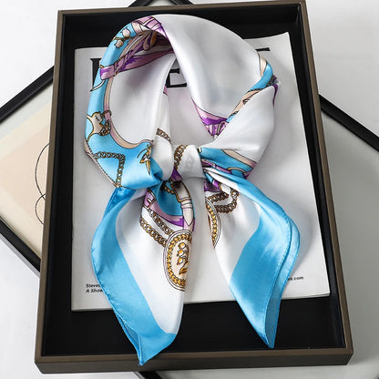 Luxury Silk Head Scarf - Soft Summer Foulard Bandana for Women - ZOOMNSTORE