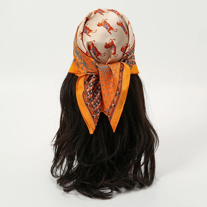 Luxury Silk Head Scarf - Soft Summer Foulard Bandana for Women - ZOOMNSTORE
