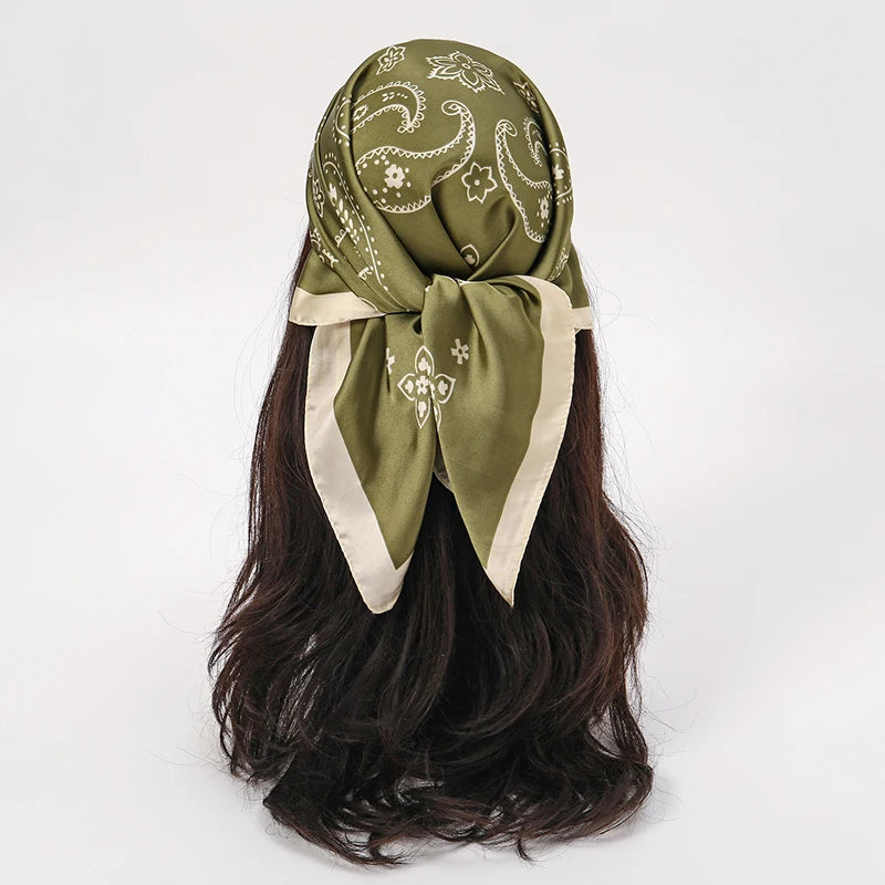Luxury Silk Head Scarf - Soft Summer Foulard Bandana for Women - ZOOMNSTORE