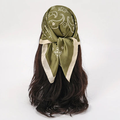 Luxury Silk Head Scarf - Soft Summer Foulard Bandana for Women - ZOOMNSTORE