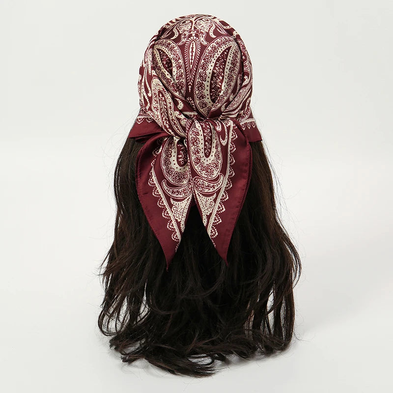 Luxury Silk Head Scarf - Soft Summer Foulard Bandana for Women - ZOOMNSTORE