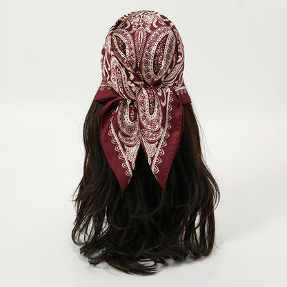 Luxury Silk Head Scarf - Soft Summer Foulard Bandana for Women - ZOOMNSTORE