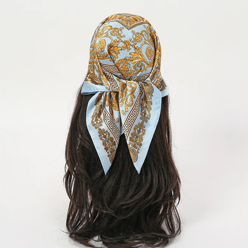Luxury Silk Head Scarf - Soft Summer Foulard Bandana for Women - ZOOMNSTORE
