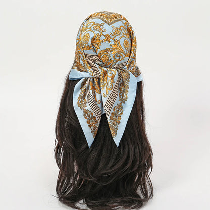 Luxury Silk Head Scarf - Soft Summer Foulard Bandana for Women - ZOOMNSTORE