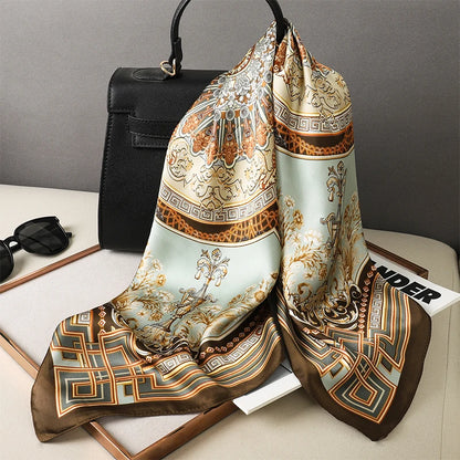 Luxury Silk Plaid Scarf - Soft Satin Neck Hair Tie for Women Foulard Hijab 2021 - ZOOMNSTORE