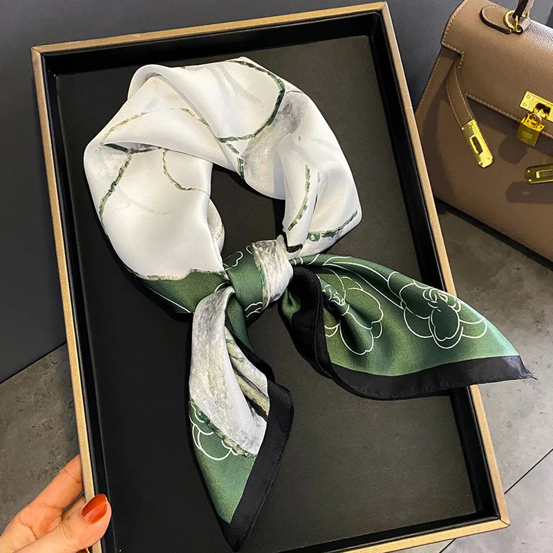 Luxury Silk Plaid Scarf - Soft Satin Neck Hair Tie for Women Foulard Hijab 2021 - ZOOMNSTORE