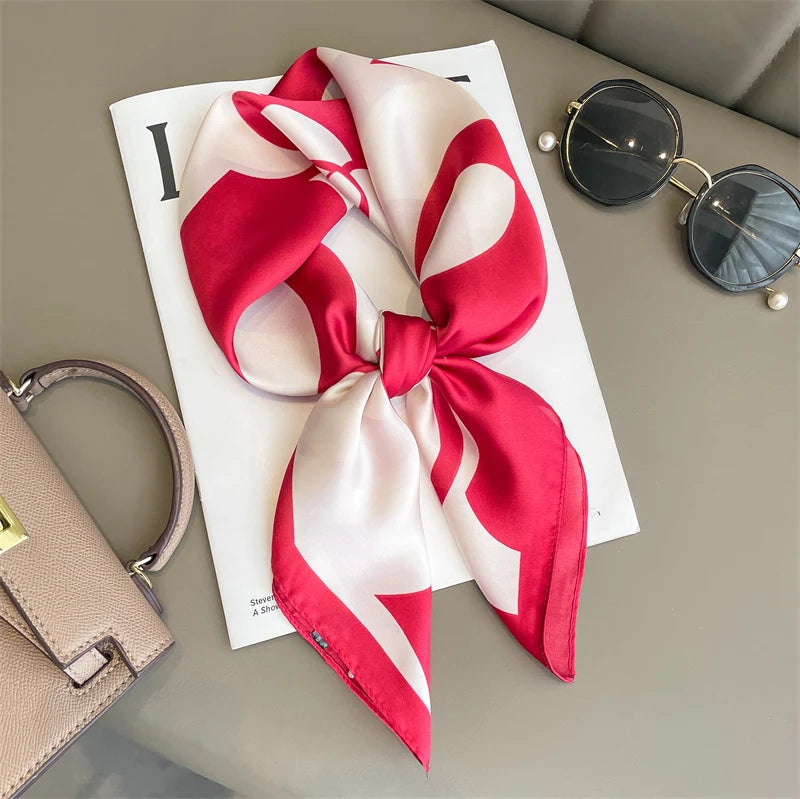 Luxury Silk Plaid Scarf - Soft Satin Neck Hair Tie for Women Foulard Hijab 2021 - ZOOMNSTORE