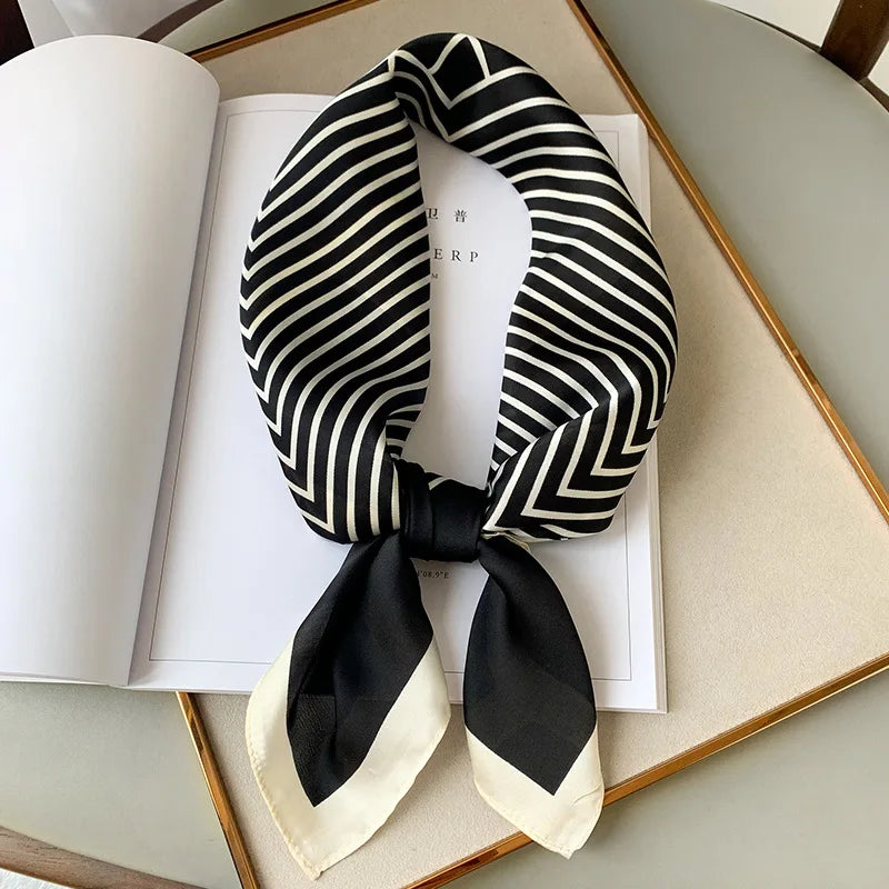 Luxury Silk Plaid Scarf - Soft Satin Neck Hair Tie for Women Foulard Hijab 2021 - ZOOMNSTORE