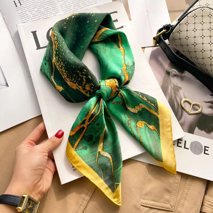 Luxury Silk Plaid Scarf - Soft Satin Neck Hair Tie for Women Foulard Hijab 2021 - ZOOMNSTORE