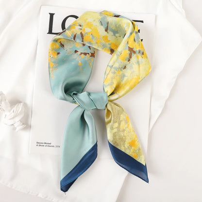 Luxury Silk Plaid Scarf - Soft Satin Neck Hair Tie for Women Foulard Hijab 2021 - ZOOMNSTORE