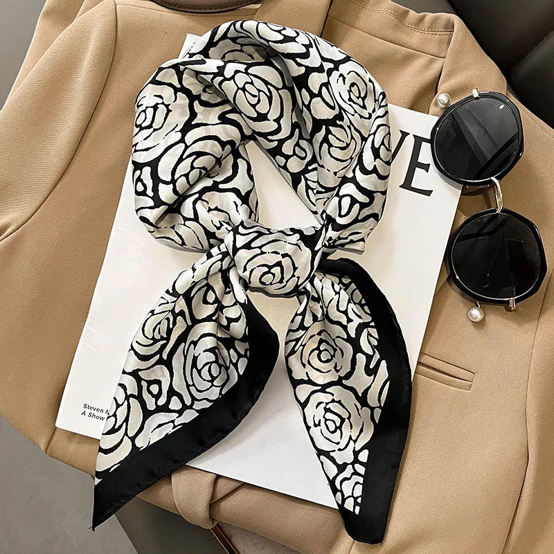 Luxury Silk Plaid Scarf - Soft Satin Neck Hair Tie for Women Foulard Hijab 2021 - ZOOMNSTORE