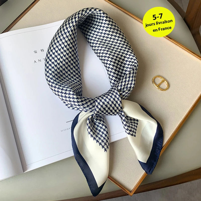 Luxury Silk Plaid Scarf - Soft Satin Neck Hair Tie for Women Foulard Hijab 2021 - ZOOMNSTORE