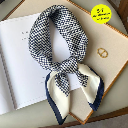 Luxury Silk Plaid Scarf - Soft Satin Neck Hair Tie for Women Foulard Hijab 2021 - ZOOMNSTORE