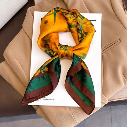 Luxury Silk Plaid Scarf - Soft Satin Neck Hair Tie for Women Foulard Hijab 2021 - ZOOMNSTORE
