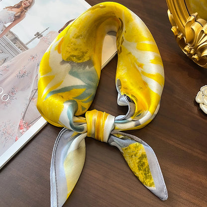 Luxury Silk Plaid Scarf - Soft Satin Neck Tie  Hair Band for Women - ZOOMNSTORE