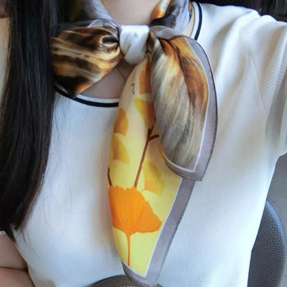 Luxury Silk Plaid Scarf - Soft Satin Neck Tie  Hair Band for Women - ZOOMNSTORE