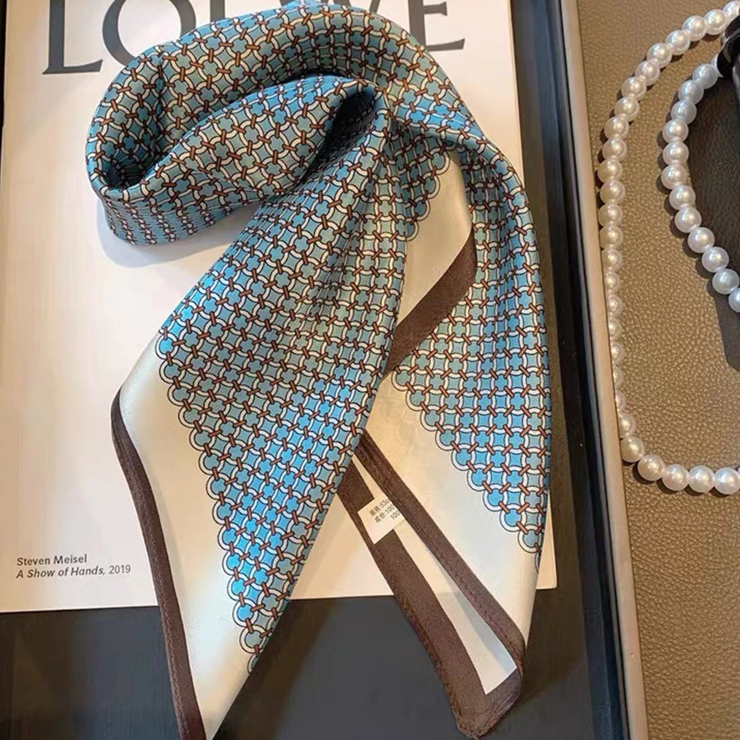 Luxury Silk Plaid Scarf - Soft Satin Neck Tie  Hair Band for Women - ZOOMNSTORE