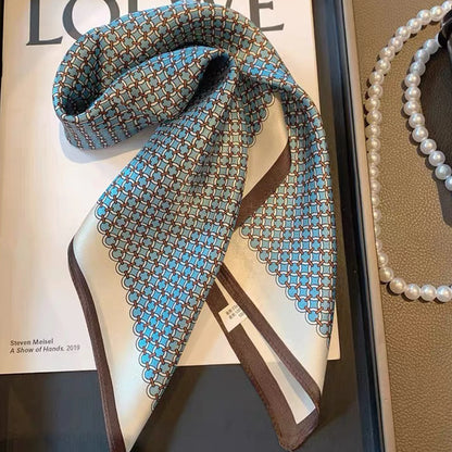 Luxury Silk Plaid Scarf - Soft Satin Neck Tie  Hair Band for Women - ZOOMNSTORE