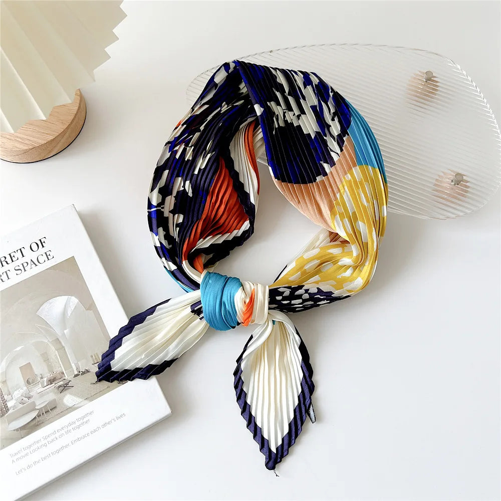 Luxury Silk Pleated Scarf - Womens Hair  Neck Accessory - ZOOMNSTORE