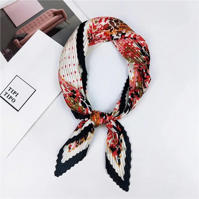 Luxury Silk Pleated Scarf - Womens Hair  Neck Accessory - ZOOMNSTORE
