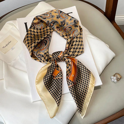 Luxury Silk Scarf - Chain Print Thin Neck Scarf for Women 70x70cm - ZOOMNSTORE