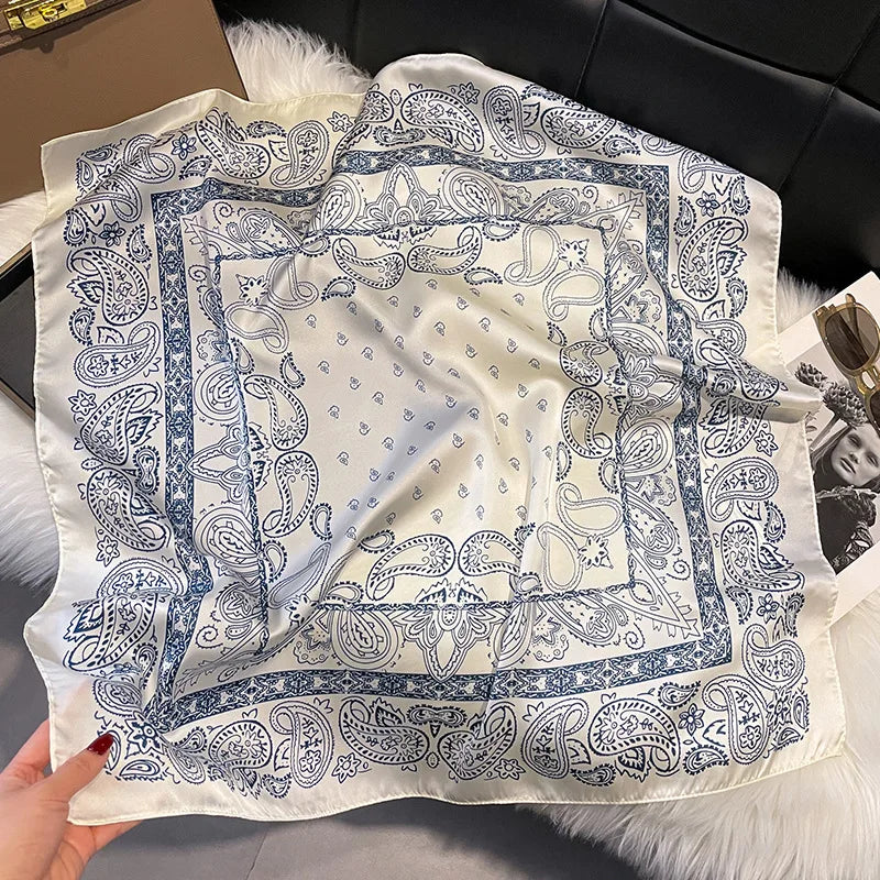 Luxury Silk Scarf - Chain Print Thin Neck Scarf for Women 70x70cm - ZOOMNSTORE