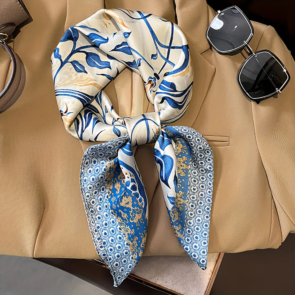 Luxury Silk Scarf - Chain Print Thin Neck Scarf for Women 70x70cm - ZOOMNSTORE