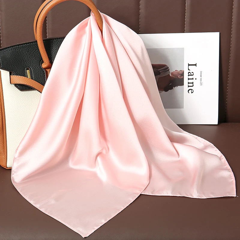 Luxury Silk Square Scarf - 21 Colors 70cm Neck Tie Shawl Womens Hair Bandana  Headscarf - ZOOMNSTORE