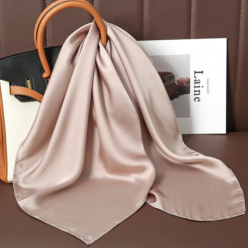 Luxury Silk Square Scarf - 21 Colors 70cm Neck Tie Shawl Womens Hair Bandana  Headscarf - ZOOMNSTORE