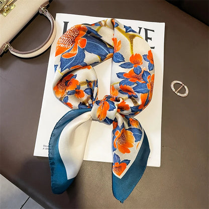 Luxury Silk Square Scarf - 70cm Satin Neck Tie  Hair Bandana for Women - ZOOMNSTORE