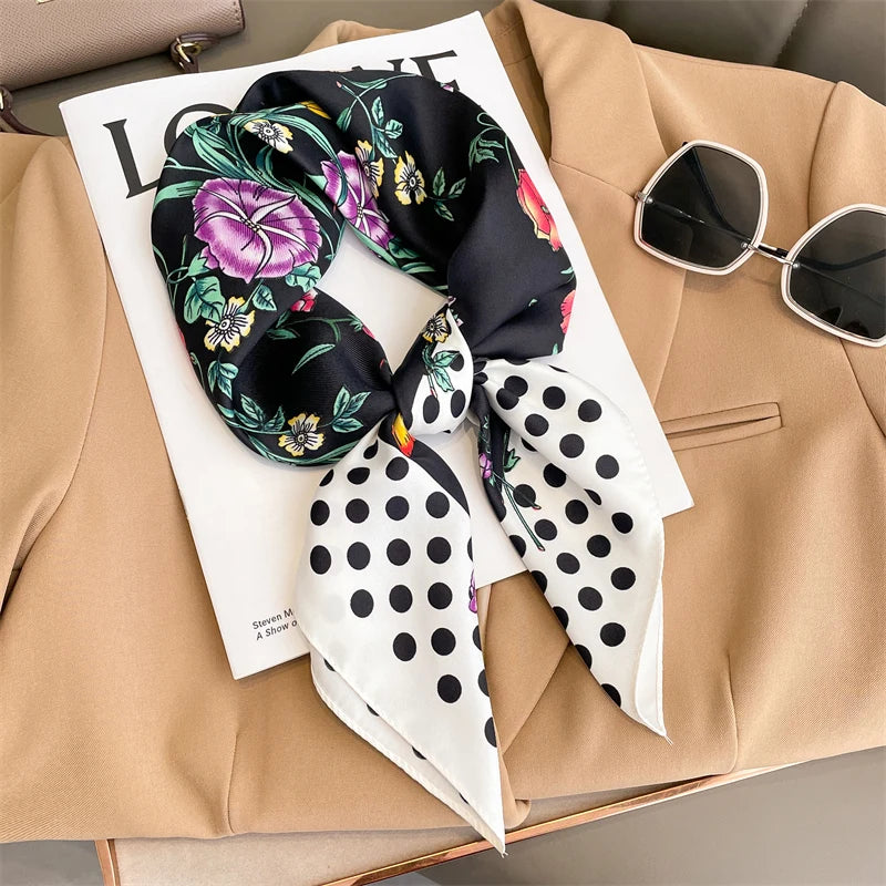 Luxury Silk Square Scarf - 70cm Satin Neck Tie  Hair Bandana for Women - ZOOMNSTORE